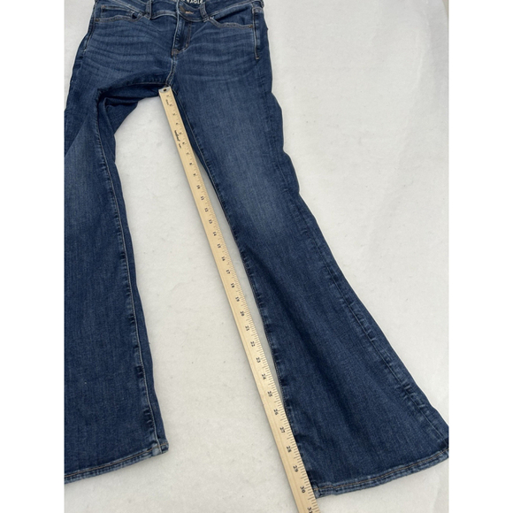 American Eagle Women's 8 Kickboot Bootcut Denim Dark Wash Jeans Cowgirl Festival - Picture 5 of 10